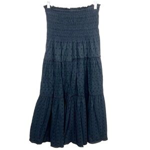 Paul Berman Smocked Black Eyelet Whimsigoth Fairy Skirt